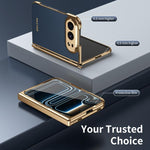 Electroplated PC Fold Shockproof Vegan Leather Phone Case, For iPhone Duo