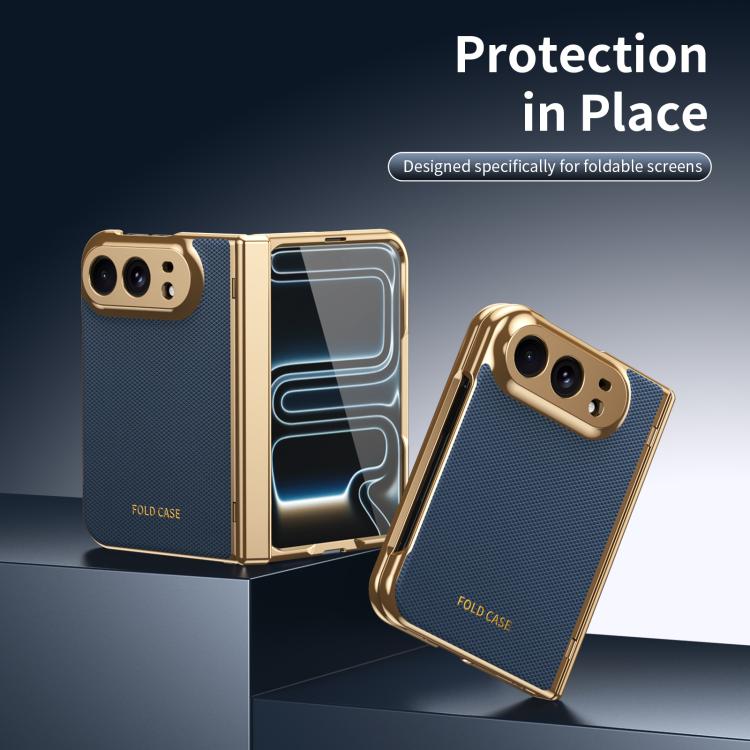 Electroplated PC Fold Shockproof Vegan Leather Phone Case, For iPhone Duo