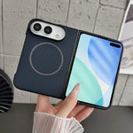 Fiber Texture Fine Circle Magnetic Phone Case, For iPhone Duo