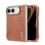 AZNS Electroplated Frame Crocodile Texture Full Coverage Phone Case, For iPhone Duo