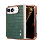 AZNS Electroplated Frame Crocodile Texture Full Coverage Phone Case, For iPhone Duo
