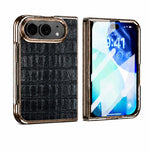 Electroplated Crocodile Texture Integrated Screen Protector Phone Case, For iPhone Duo