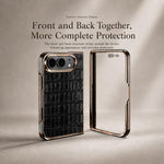 Electroplated Crocodile Texture Integrated Screen Protector Phone Case, For iPhone Duo