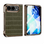 Electroplated Crocodile Texture Integrated Screen Protector Phone Case, For iPhone Duo