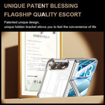 Intergrated Shell And Flim Electroplating Transparent Hinge Holder Phone Case, For iPhone Duo
