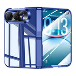 Intergrated Shell And Flim Electroplating Transparent Hinge Holder Phone Case, For iPhone Duo