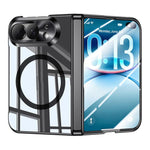Intergrated Shell And Flim Electroplating Transparent Shockproof Magnetic Phone Case, For iPhone Duo