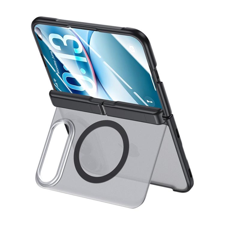 Intergrated Shell And Flim Translucent Hinge Holder Magnetic Phone Case, For iPhone Duo
