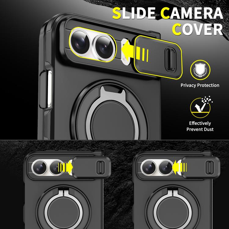 Sliding Camshield Ring Holder Phone Case, For iPhone Duo
