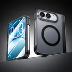 Intergrated Shell And Flim Translucent Spring Hinge Holder Magnetic Phone Case, For iPhone Duo