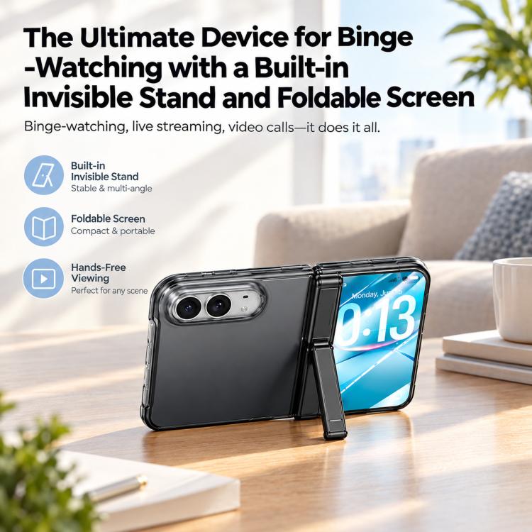 Intergrated Shell And Flim Translucent Spring Hinge Holder Magnetic Phone Case, For iPhone Duo