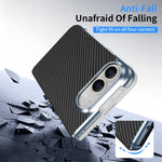 Electroplated Carbon Fiber Pattern Folding Phone Case with Hinge, For iPhone Duo