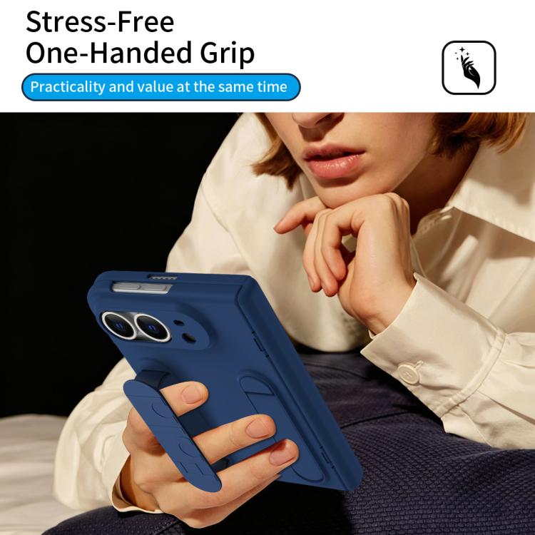 Jinghong Foldable Holder Hinge Shockproof Phone Case with Pen, For iPhone Duo