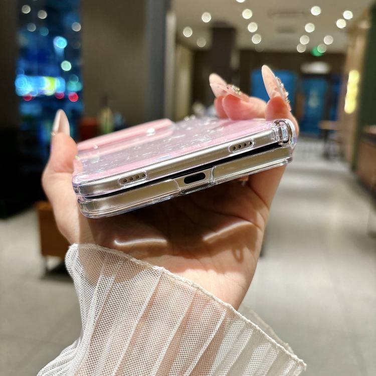 Side Buckle Shell Pattern Phone Case with Beaded Strap, For iPhone Duo