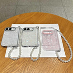 Side Buckle Shell Pattern Phone Case with Beaded Strap, For iPhone Duo