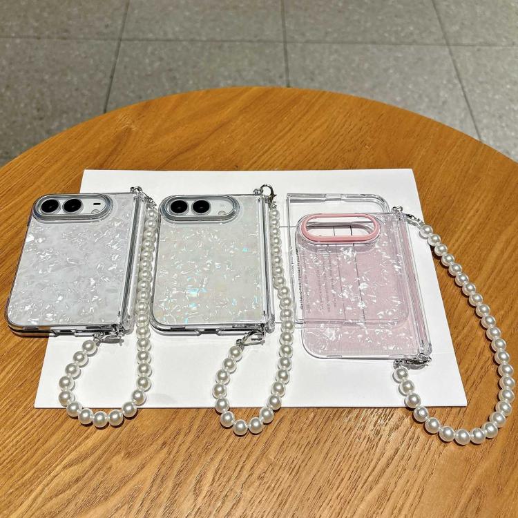 Side Buckle Shell Pattern Phone Case with Beaded Strap, For iPhone Duo