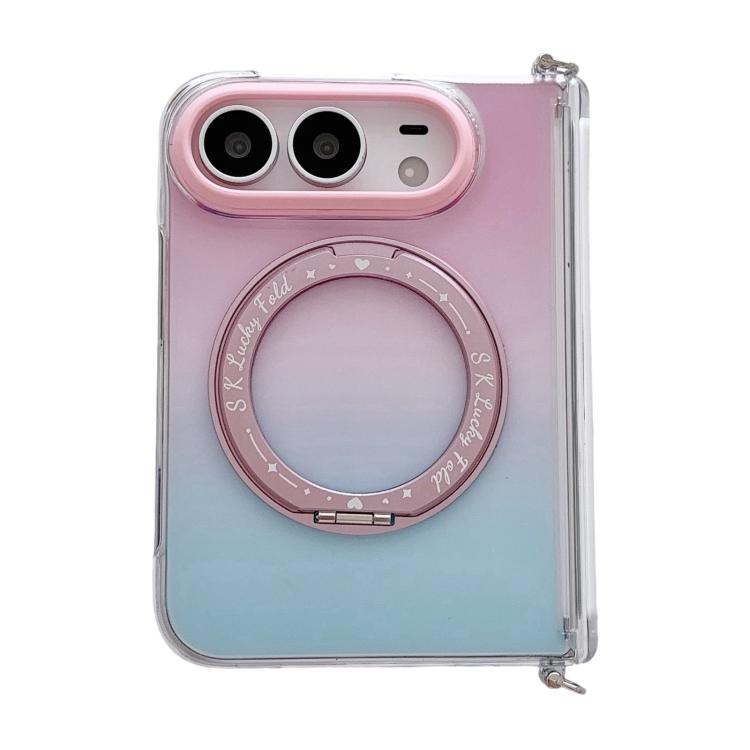 Gradient Side Buckle Hinge Rotating Holder Magnetic Phone Case, For iPhone Duo