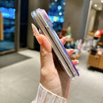 Gradient Side Buckle Hinge Rotating Holder Magnetic Phone Case with Beaded Strap, For iPhone Duo