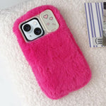 Plush Soft-Touch Camshield Phone Case with Holder, For iPhone 15