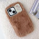 Plush Soft-Touch Camshield Phone Case with Holder, For iPhone 15