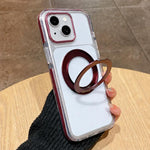 Crystal Shield 360 Degrees Rotating Magnetic Holder Phone Case, For iPhone 15