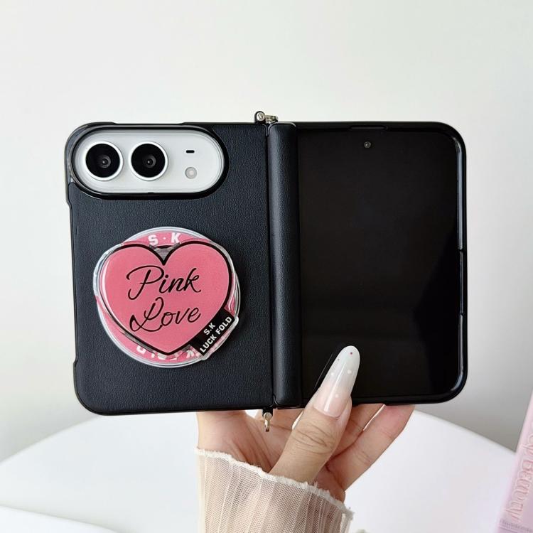 Side Clamp Morandi Solid Color Leather Texture Magnetic Phone Case with Holder / Strap, For iPhone Duo