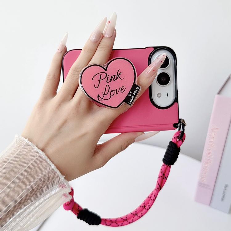 Side Clamp Morandi Solid Color Leather Texture Magnetic Phone Case with Holder / Strap, For iPhone Duo