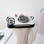 Side Clamp Morandi Solid Color Leather Texture Magnetic Phone Case with Holder / Strap, For iPhone Duo