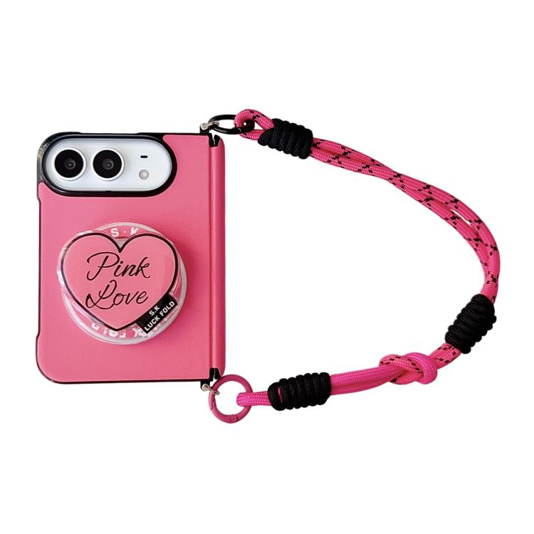 Side Clamp Morandi Solid Color Leather Texture Magnetic Phone Case with Holder / Strap, For iPhone Duo