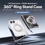 Spring Hinge Magnetic Holder Clear PC Phone Case, For iPhone Duo
