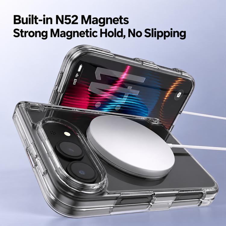 Spring Hinge Magnetic Holder Clear PC Phone Case, For iPhone Duo