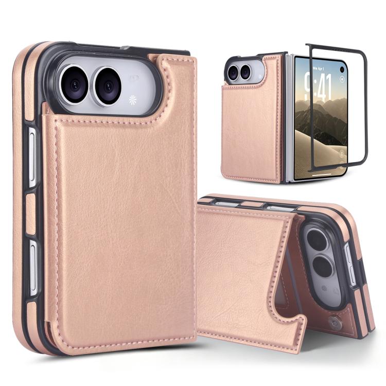 Full Coverage Fold Double Buckle PU Phone Case, For iPhone Duo
