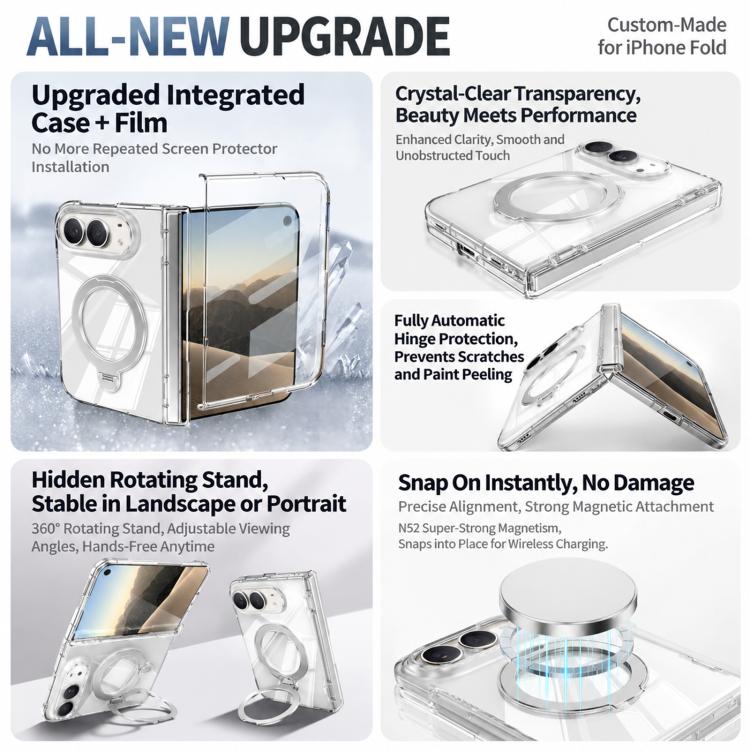 Integrated Phantom Armor Hinge 360 Rotating Holder Magnetic Phone Case, For iPhone Duo