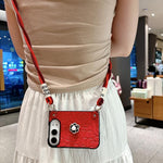 Impression Camellia Pattern Protective Phone Case with Long Lanyard, For iPhone Duo