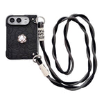 Impression Camellia Pattern Protective Phone Case with Long Lanyard, For iPhone Duo