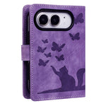 Butterfly Cat Embossing Flip Leather Phone Case, For iPhone Duo
