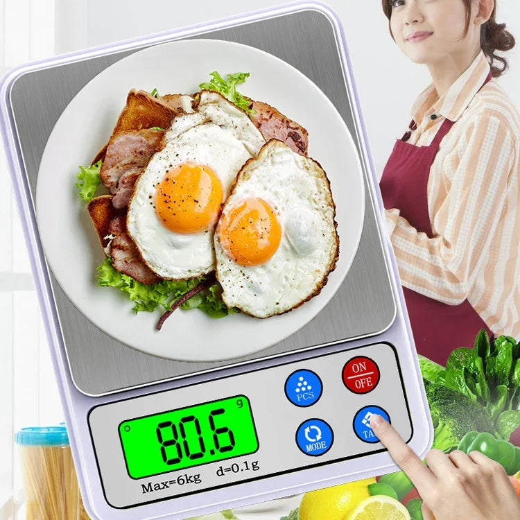 MH-555 เครื่องชั่งดิจิตอลพกพาความแม่นยำสูง 6 กก. x 0.1 กรัม พร้อมหน้าจอ LCD ขนาด 2.2 นิ้ว, 6000g/0.1g