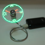 พัดลมไฟ LED แบบยืดหยุ่นแสดงเวลานาฬิกา USB ขนาดเล็กทนทาน DC 5V
