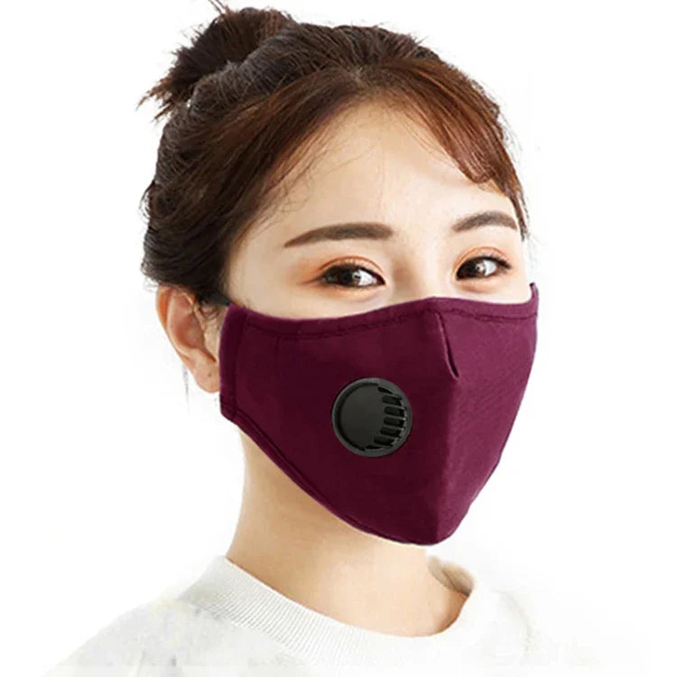 หน้ากากกันฝุ่น PM2.5 สำหรับผู้ชายและผู้หญิง พร้อมไส้กรองที่ล้างทำความสะอาดและเปลี่ยนได้ มีวาล์วหายใจ