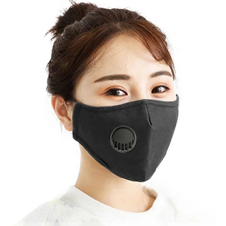 หน้ากากกันฝุ่น PM2.5 สำหรับผู้ชายและผู้หญิง พร้อมไส้กรองที่ล้างทำความสะอาดและเปลี่ยนได้ มีวาล์วหายใจ