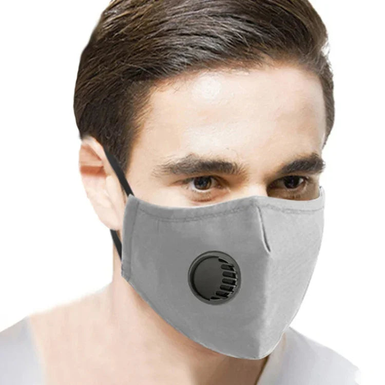 หน้ากากกันฝุ่น PM2.5 สำหรับผู้ชายและผู้หญิง พร้อมไส้กรองที่ล้างทำความสะอาดและเปลี่ยนได้ มีวาล์วหายใจ