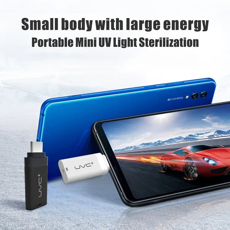 เครื่องฆ่าเชื้อ UV สำหรับสมาร์ทโฟนแบบพกพาขนาดเล็ก Type-C / USB-C