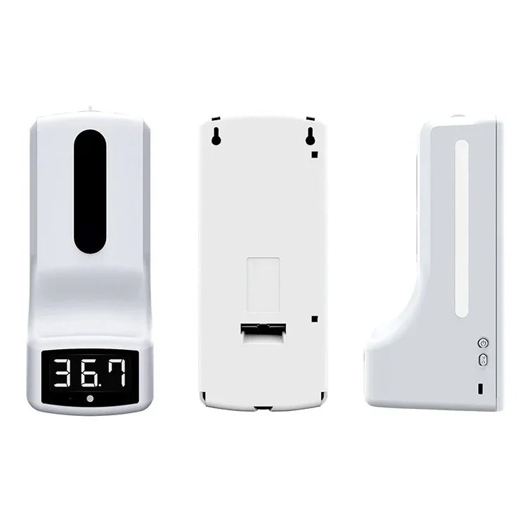 K9 Handsfree Non-contact Body Light-sensitive Distance Sensor Thermometer + 1000ml Automatic Non-contact Liquid Soap Dispenser, K9