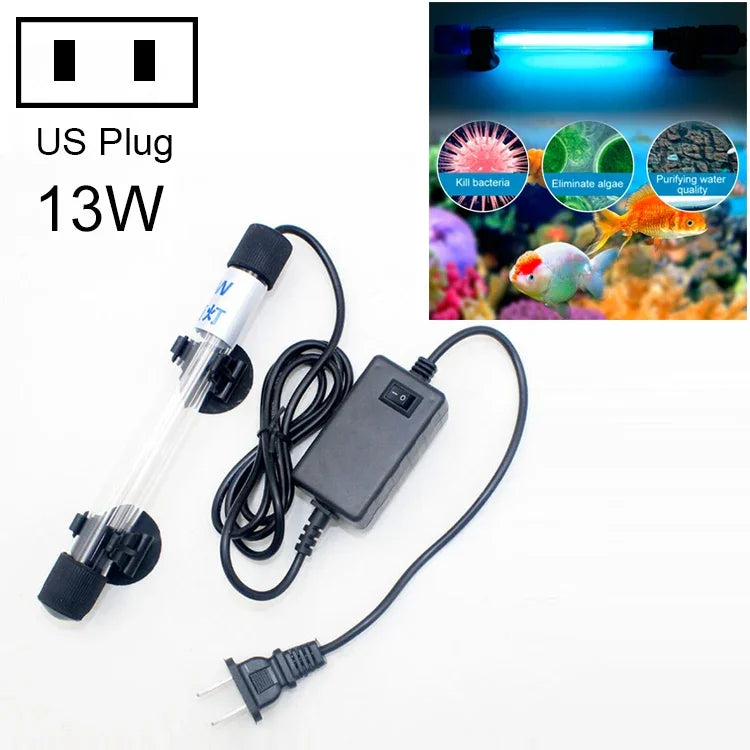 โคมไฟฆ่าเชื้อสาหร่าย UV 110V 13W สำหรับตู้ปลา, ปลั๊ก US, 13W ปลั๊ก US