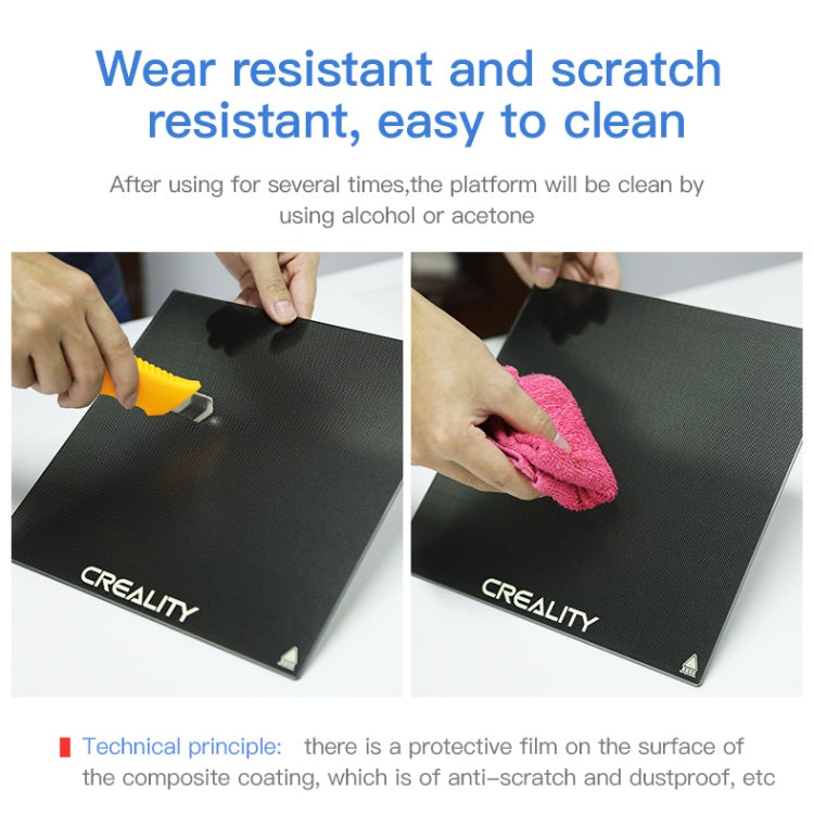 แผ่นกระจกคาร์โบรันดัมสำหรับเตียงพิมพ์แบบร้อนของเครื่องพิมพ์ 3D Ender-3 ของ Creality