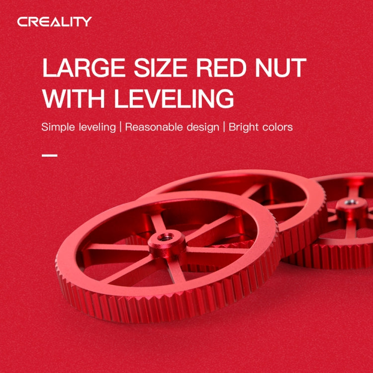 น็อตปรับระดับมือหมุนสีแดงโลหะสำหรับเครื่องพิมพ์ 3D Creality Ender-3 / Ender-3 Pro / Ender-3 V2 / CR-10 Pro V2