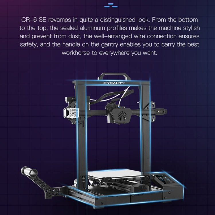 เครื่องพิมพ์ 3D DIY CR-6 SE จาก CREALITY กำลังไฟ 350W ปรับระดับอัตโนมัติไม่ได้ ขนาดพิมพ์: 23.5 x 23.5 x 25 ซม. ปลั๊ก EU, CR-6 SE