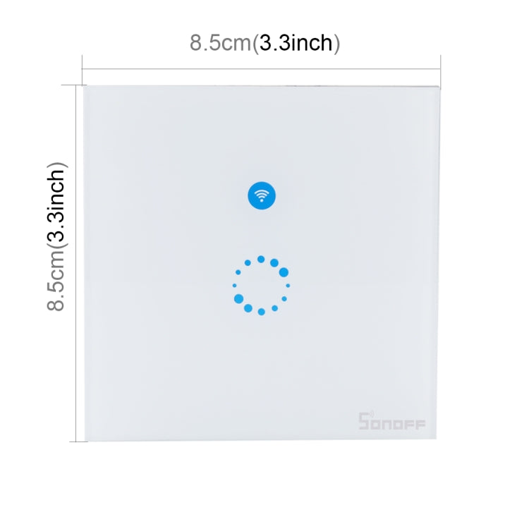 สวิตช์ผนังกระจกนิรภัย Sonoff Touch ขนาด 86 มม. 1 ช่อง สวิตช์สัมผัสไฟบ้านอัจฉริยะ รองรับ Alexa และ Google Home, AC 90V-250V 400W 2A, ขนาด 86 มม.