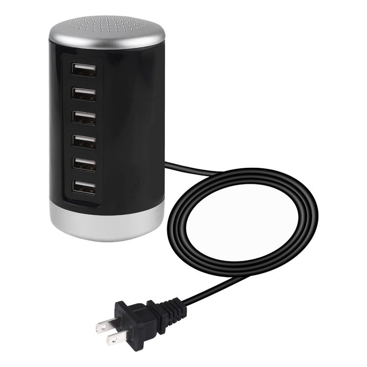 XLD4 สถานีชาร์จ 30W 6 พอร์ต USB อะแดปเตอร์ไฟ AC100-240V ปลั๊กแบบสหรัฐอเมริกา