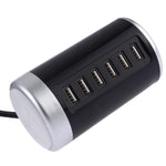 XLD4 สถานีชาร์จ 30W 6 พอร์ต USB อะแดปเตอร์ไฟ AC100-240V ปลั๊กแบบสหรัฐอเมริกา